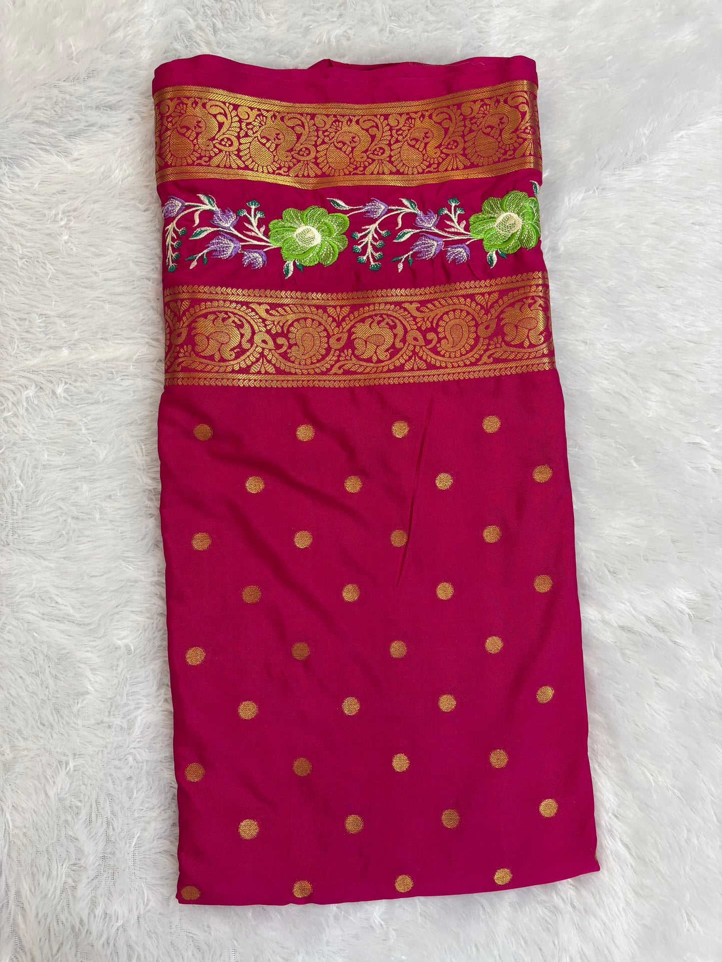 SEMI MYSORE CREPE PREMIUM (EMBROIDERY) SAREE