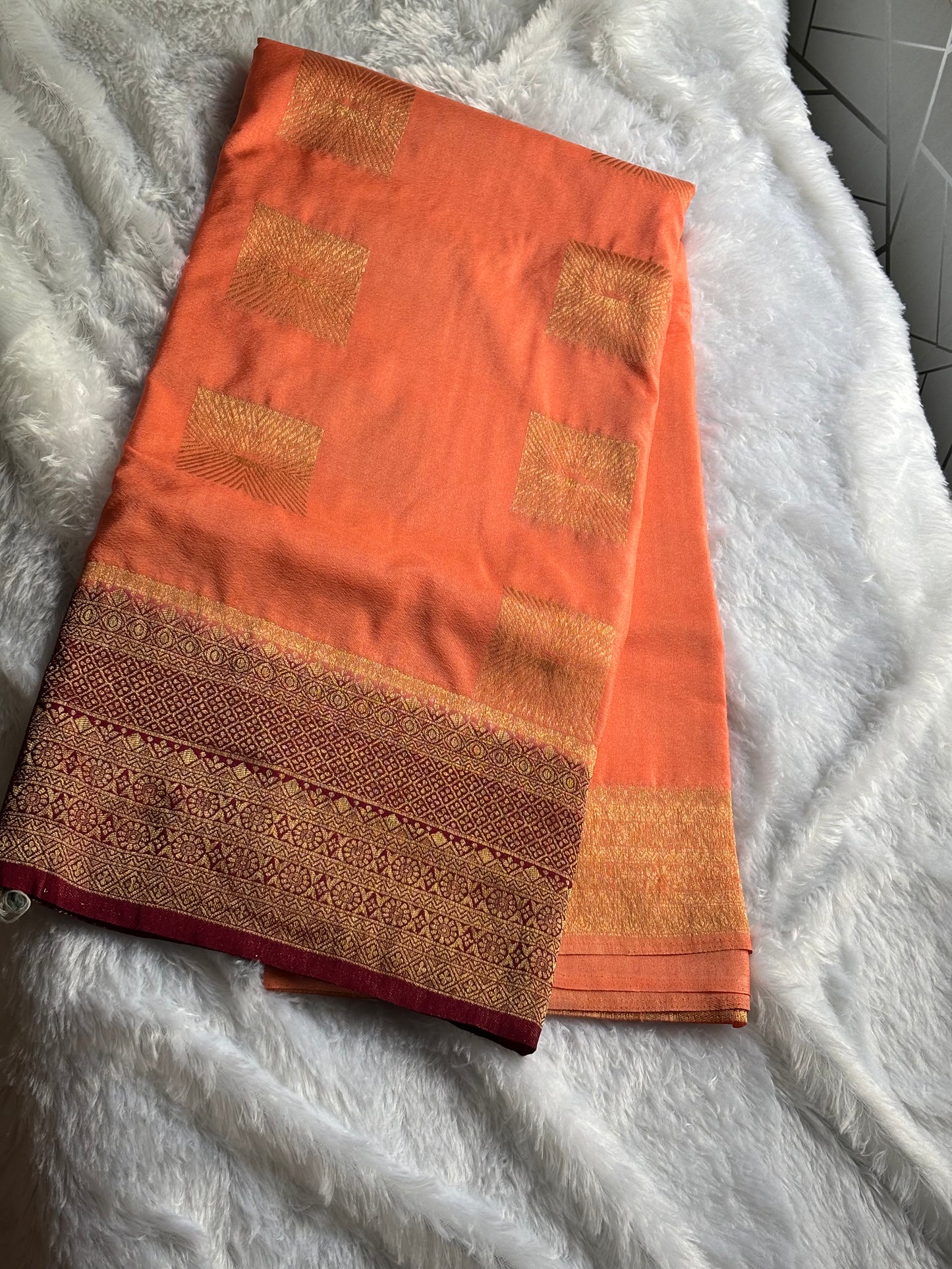 GEORGETTE BANARASI SAREE IN CONTRAST
