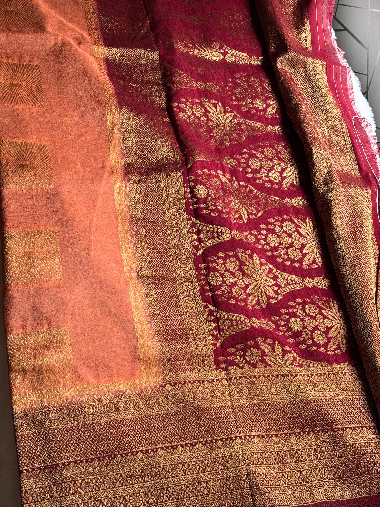 GEORGETTE BANARASI SAREE IN CONTRAST