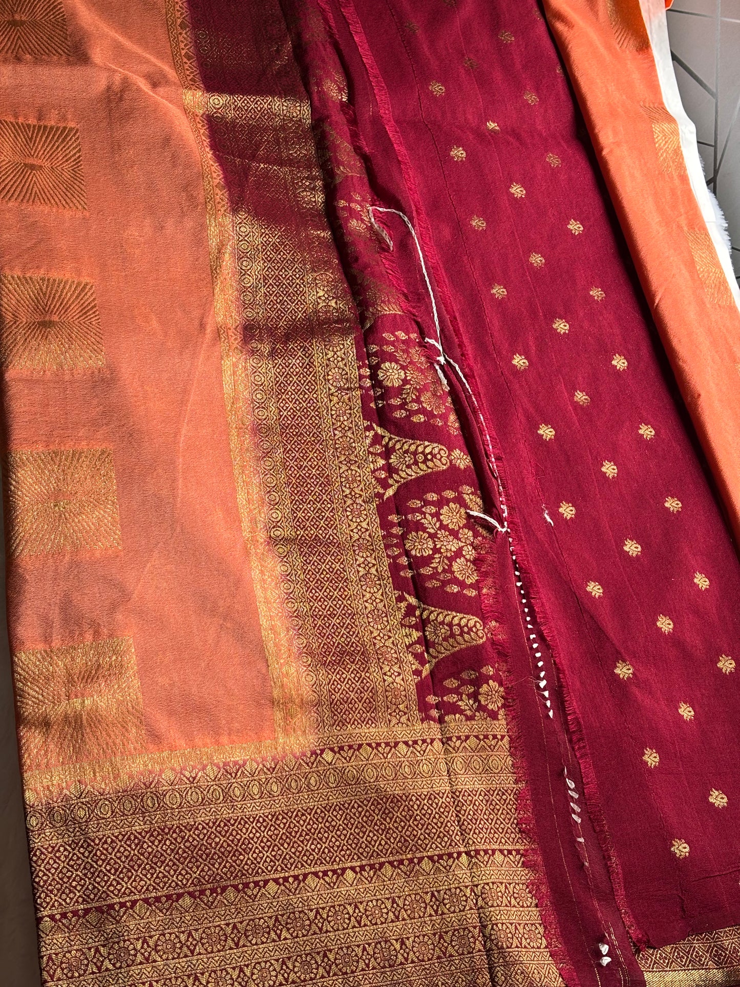 GEORGETTE BANARASI SAREE IN CONTRAST