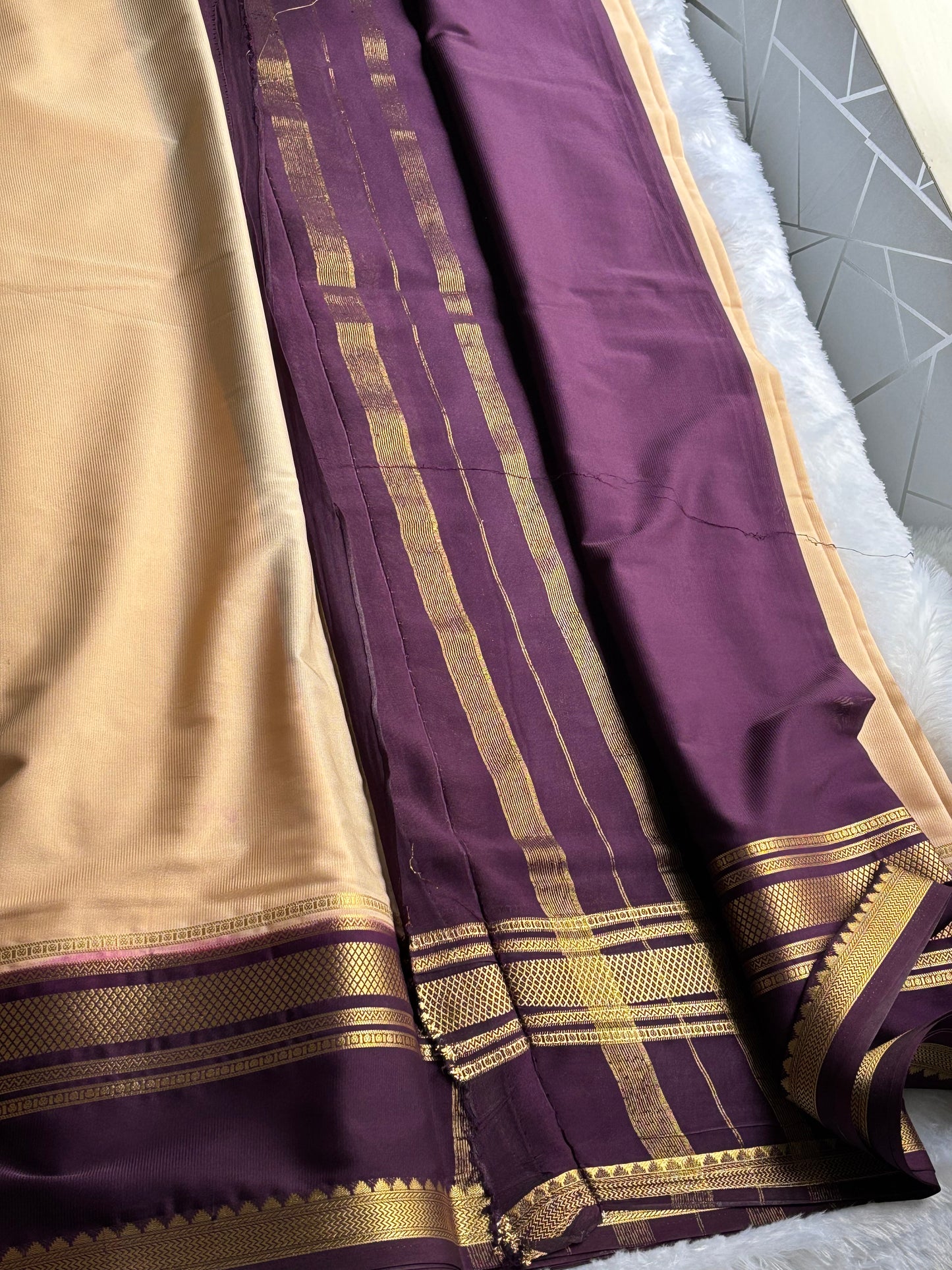 PREMIUM SEMI MYSORE CREPE SAREE IN CONTRAST