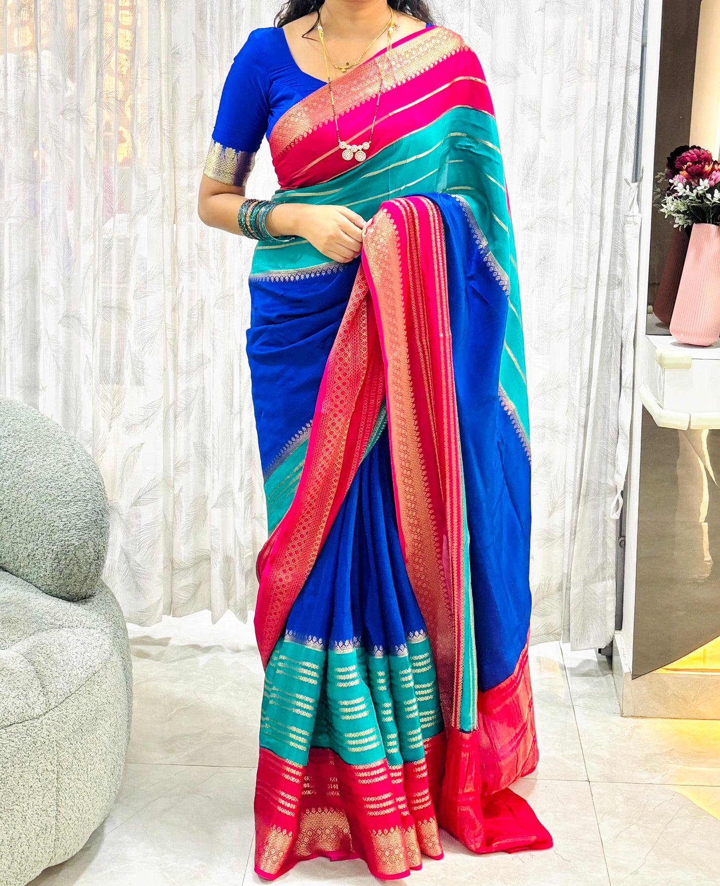 PURE VISCOSE SILK SAREE IN 3D PATTERN