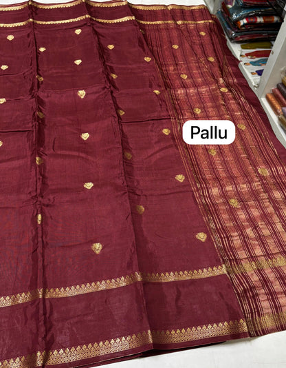VISCOSE KADHI SILK SAREE (BROWN)