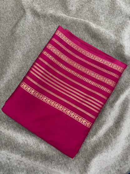 Premium semi mysore crepe silk saree with rich pallu & big border