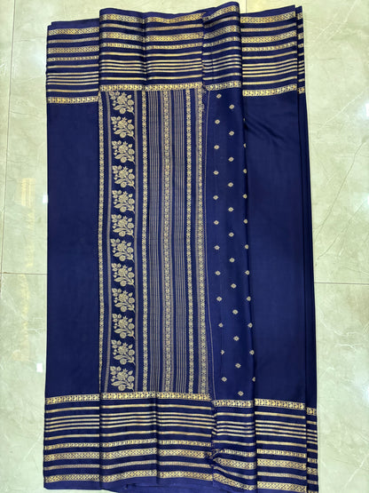 Premium semi mysore crepe silk saree with rich pallu & big border