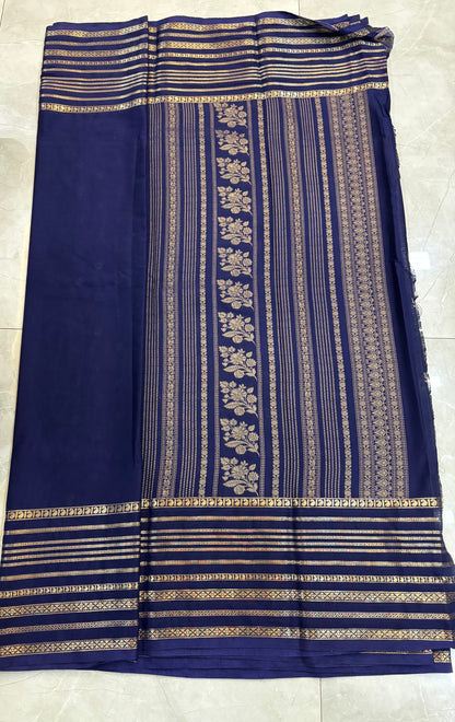 Premium semi mysore crepe silk saree with rich pallu & big border