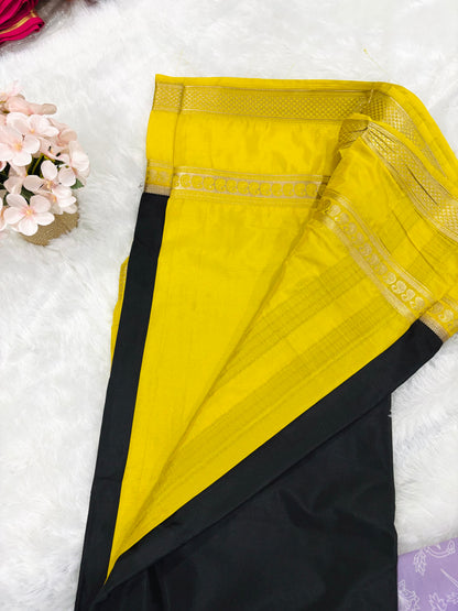 SEMI MYSORE CREPE SAREE IN CONTRAST