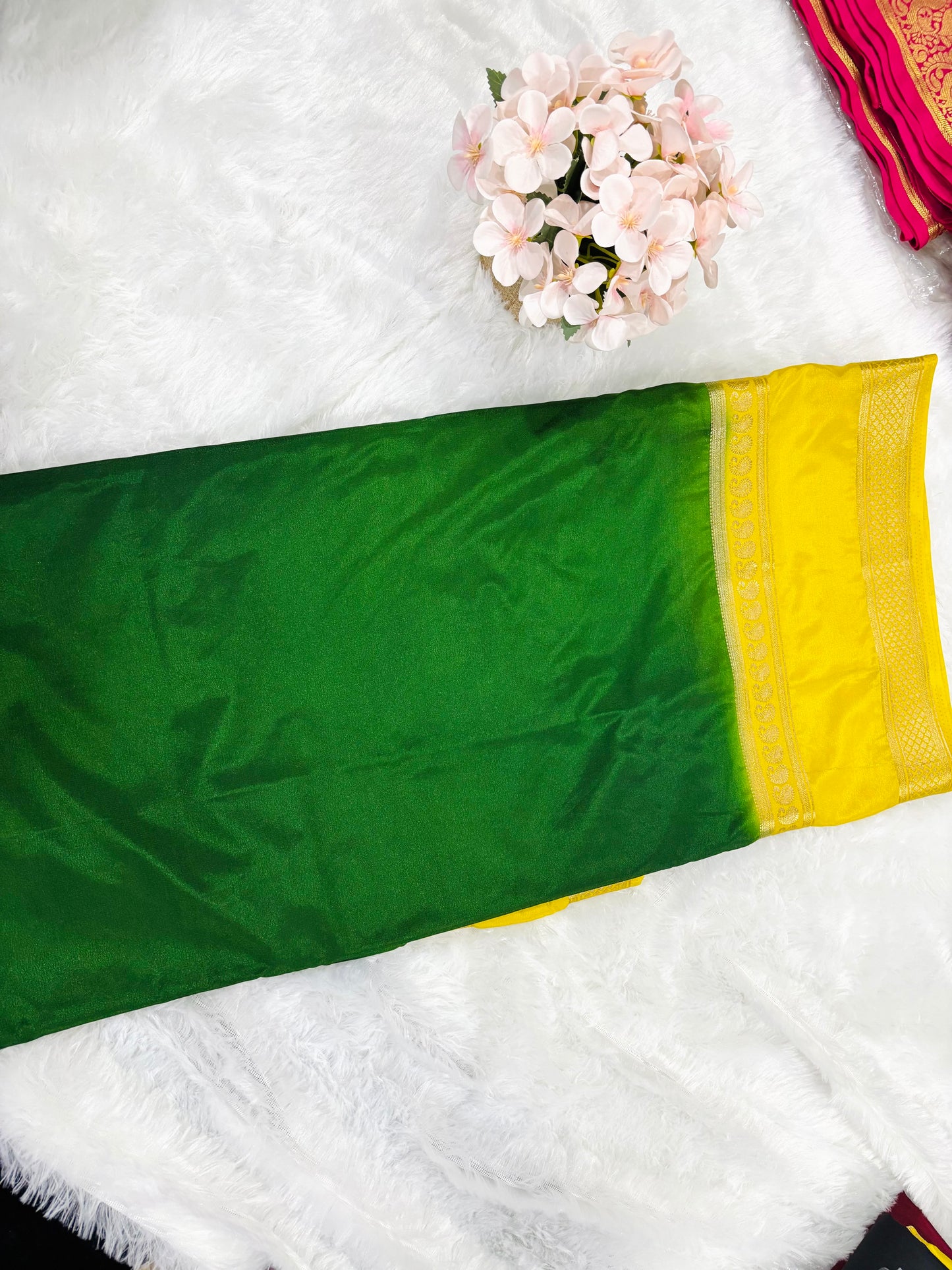 SEMI MYSORE CREPE SAREE IN CONTRAST