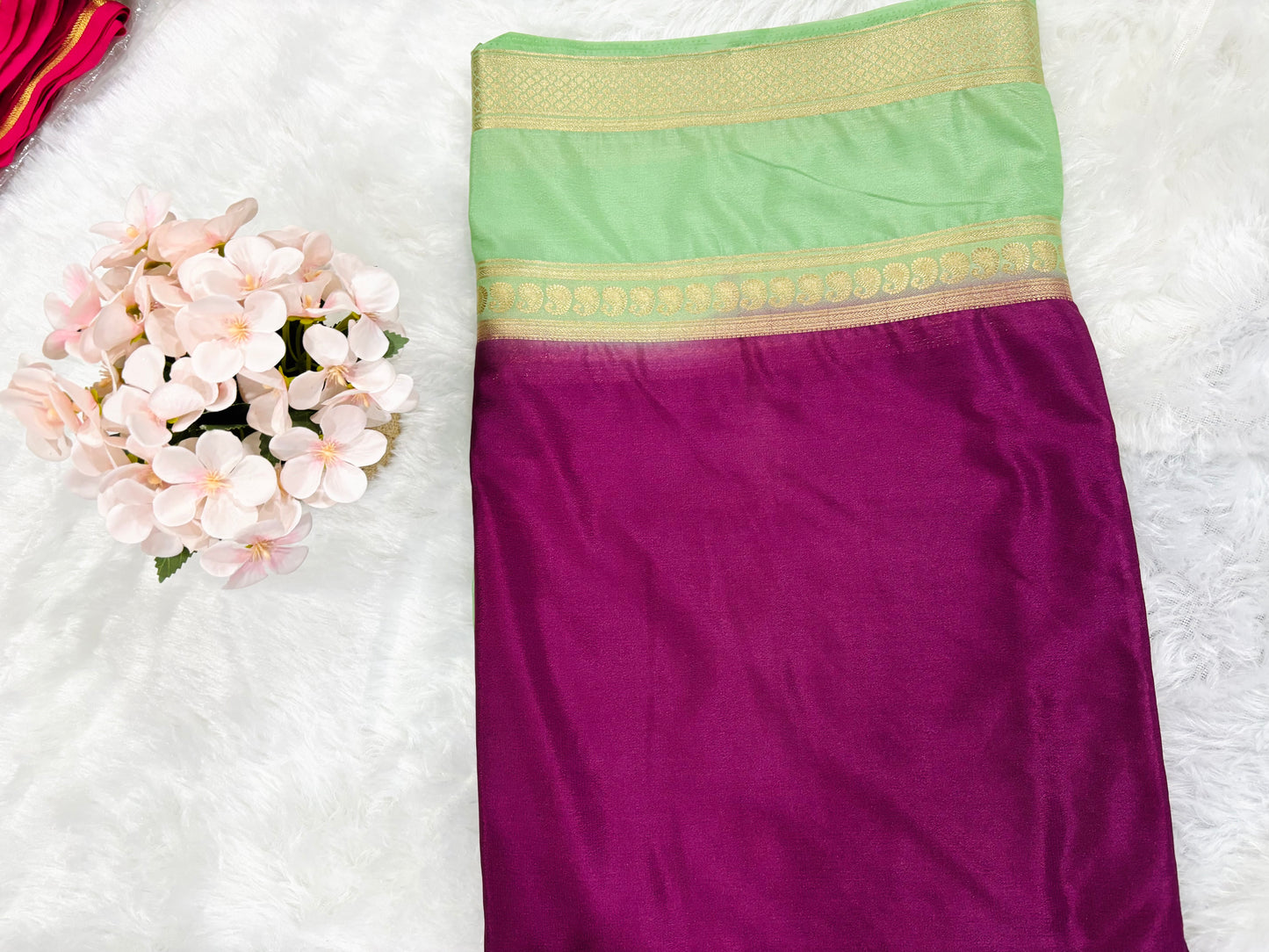 SEMI MYSORE CREPE SAREE IN CONTRAST