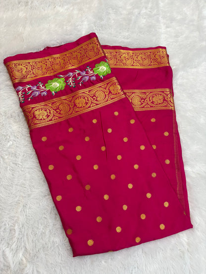 SEMI MYSORE CREPE PREMIUM (EMBROIDERY) SAREE