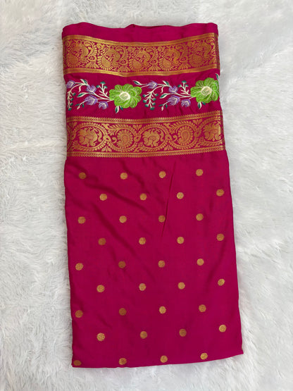 SEMI MYSORE CREPE PREMIUM (EMBROIDERY) SAREE