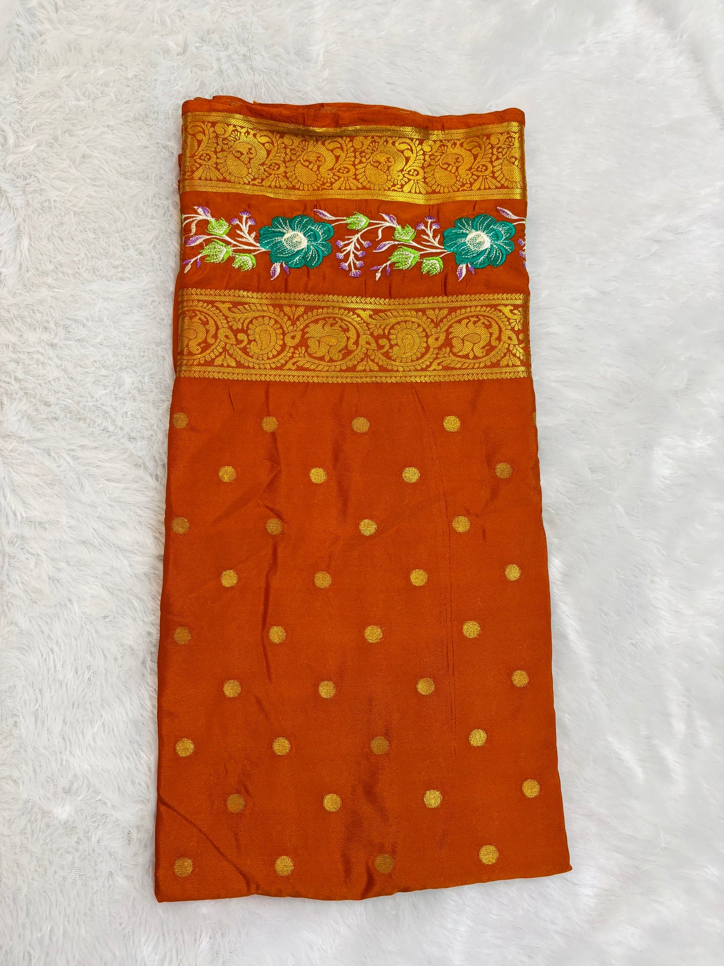 SEMI MYSORE CREPE PREMIUM (EMBROIDERY) SAREE