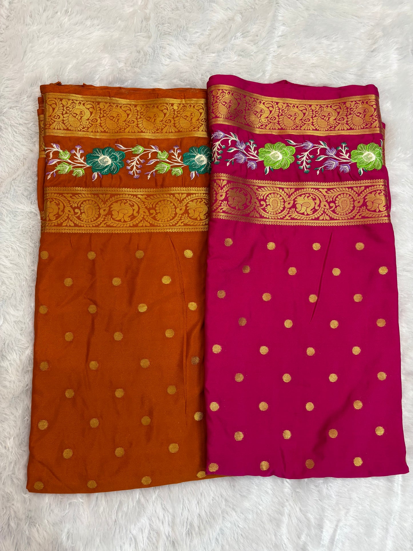 SEMI MYSORE CREPE PREMIUM (EMBROIDERY) SAREE