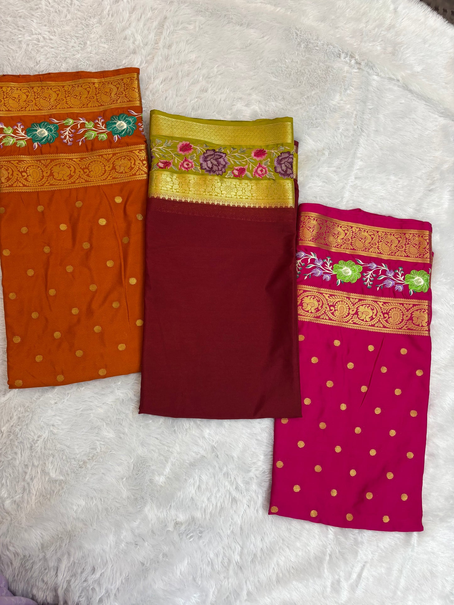 SEMI MYSORE CREPE PREMIUM (EMBROIDERY) SAREE