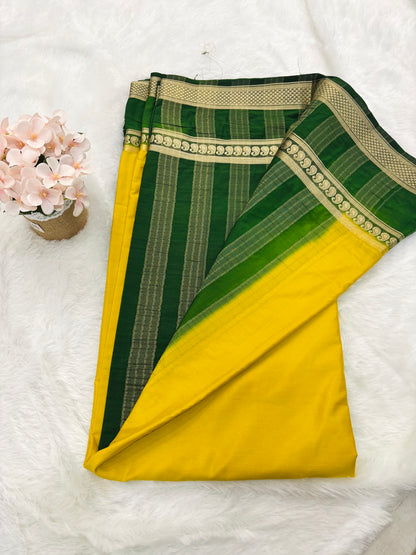 SEMI MYSORE CREPE SAREE IN CONTRAST