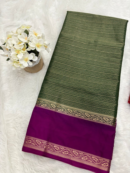 HORIZONTAL RICH BROCADE SAREE WITH CONTRAST BORDER