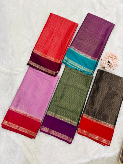 HORIZONTAL RICH BROCADE SAREE WITH CONTRAST BORDER