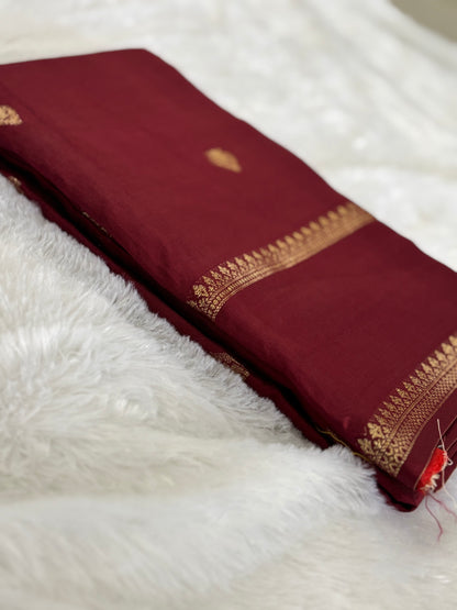 VISCOSE KADHI SILK SAREE (BROWN)