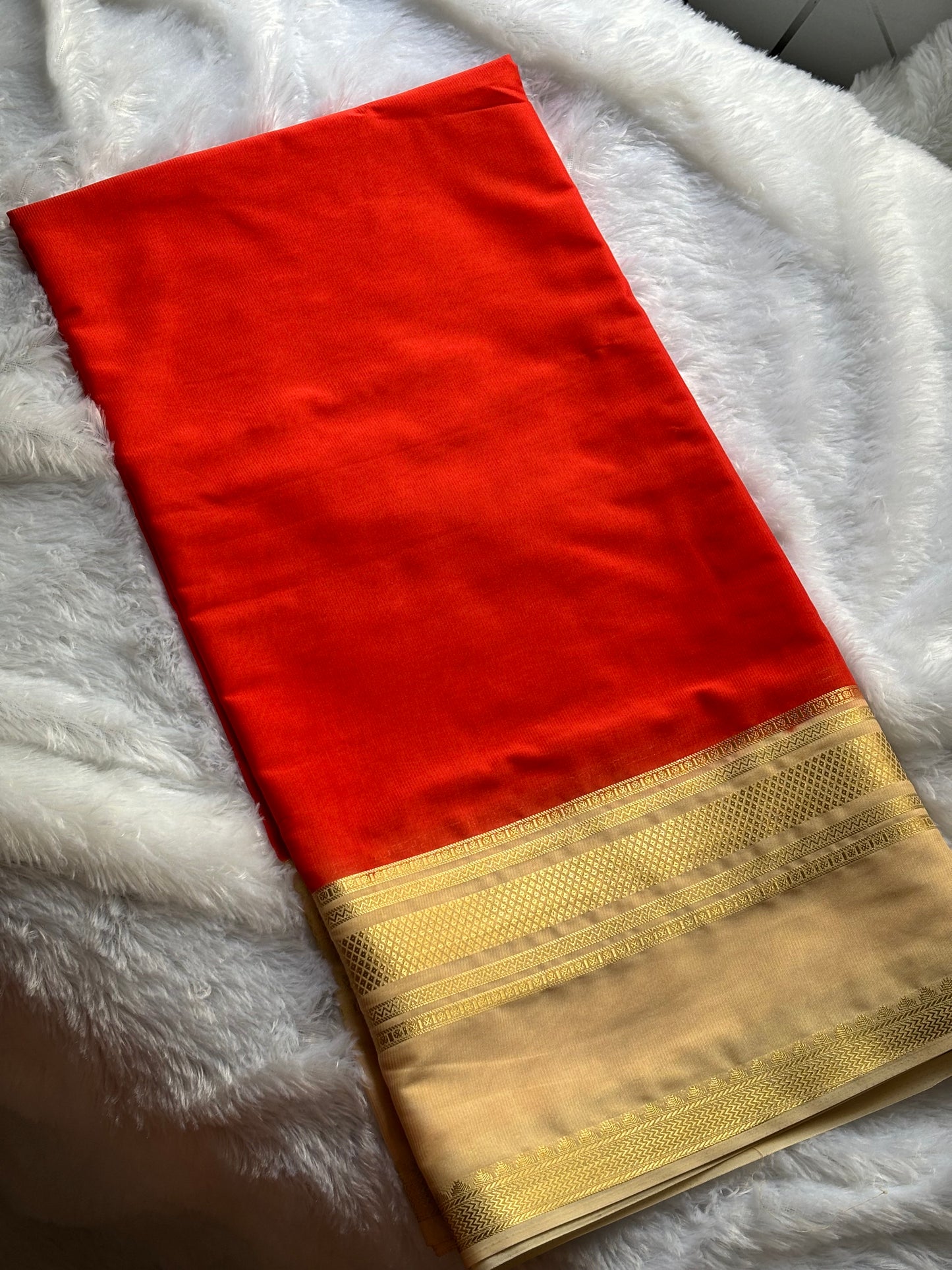 PREMIUM SEMI MYSORE CREPE SAREE IN CONTRAST
