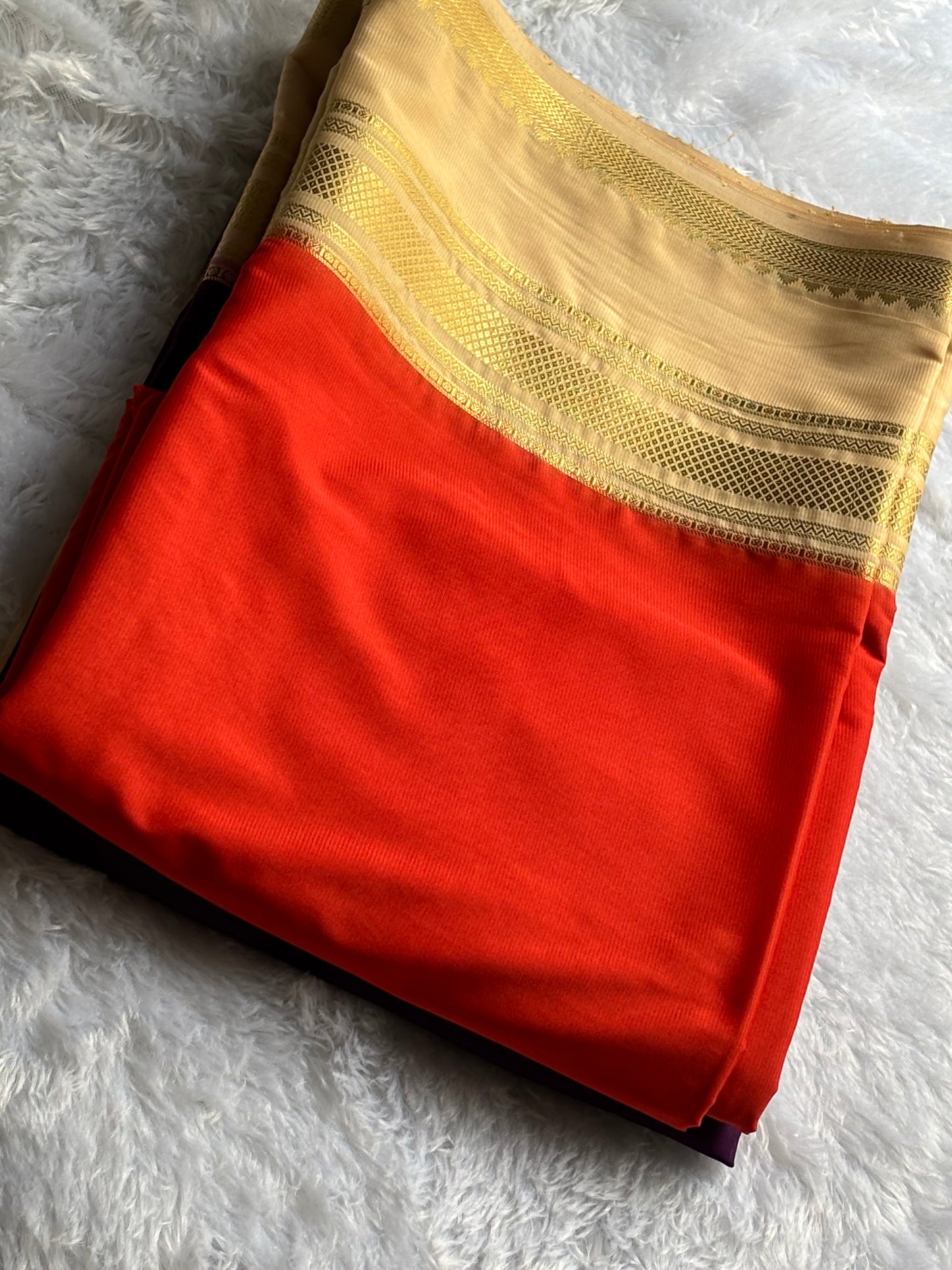 PREMIUM SEMI MYSORE CREPE SAREE IN CONTRAST