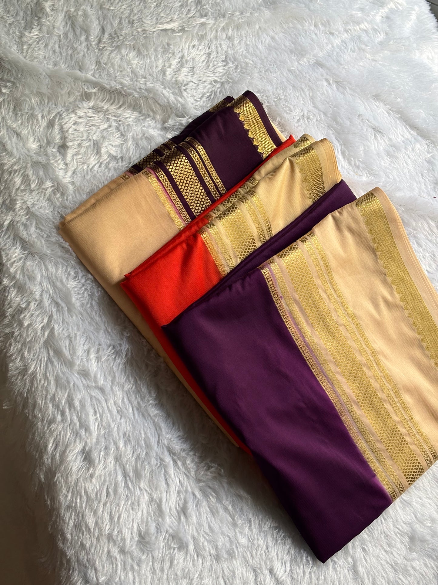 PREMIUM SEMI MYSORE CREPE SAREE IN CONTRAST