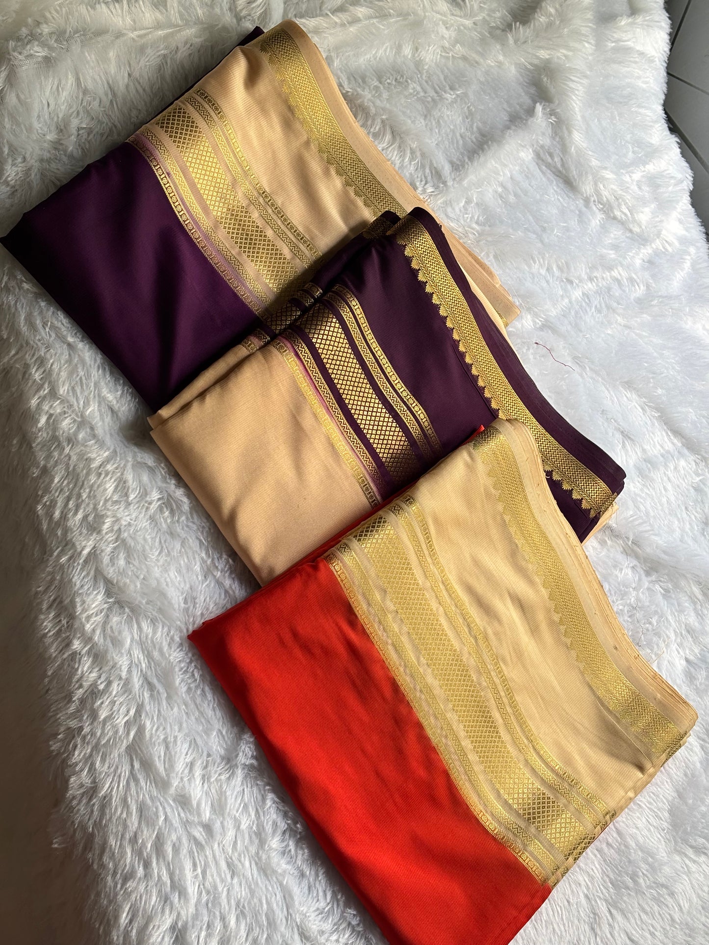 PREMIUM SEMI MYSORE CREPE SAREE IN CONTRAST