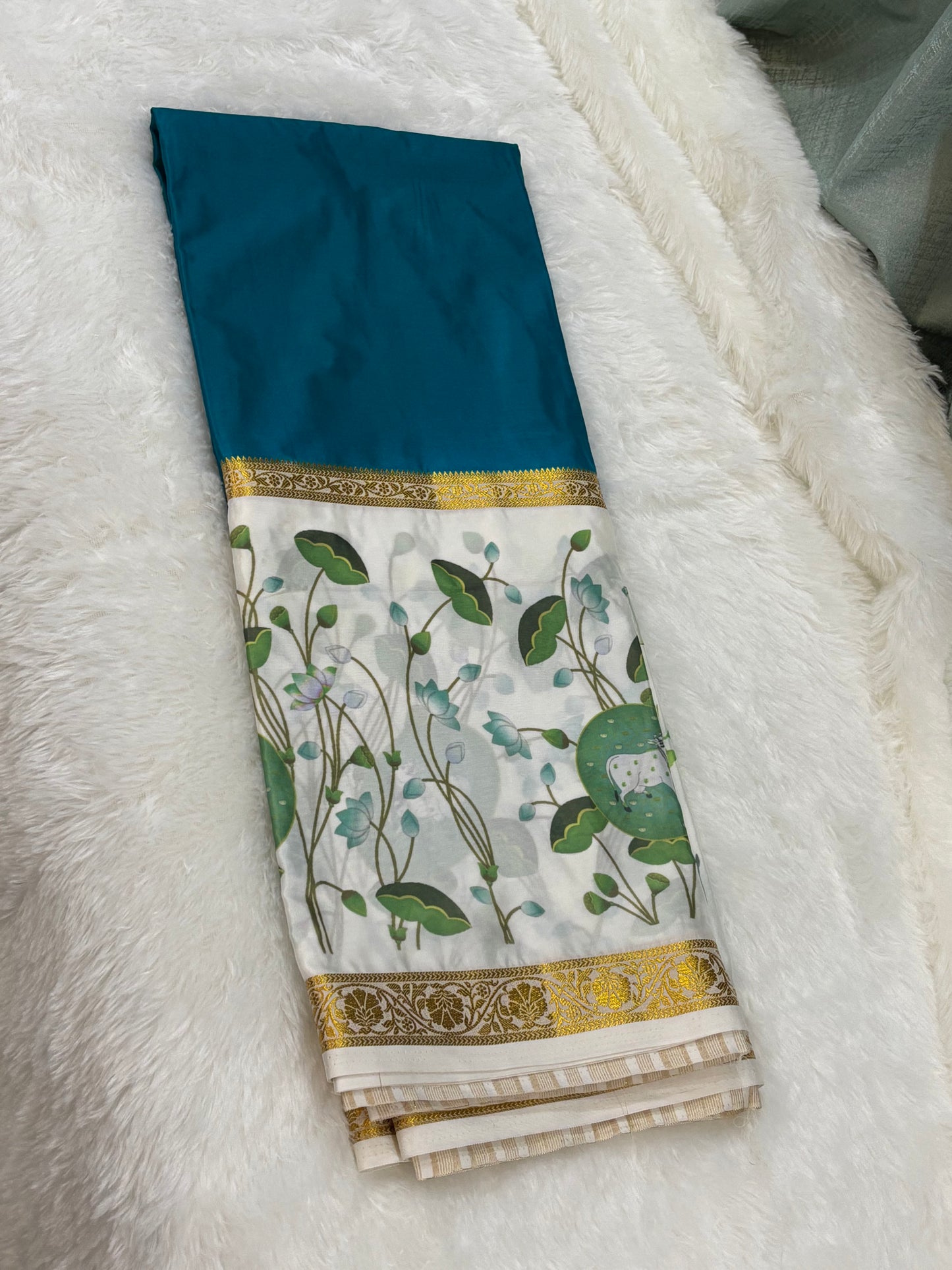 NANDHI DIGITAL PRINT SEMI MYSORE SILK SAREE PREMIUM