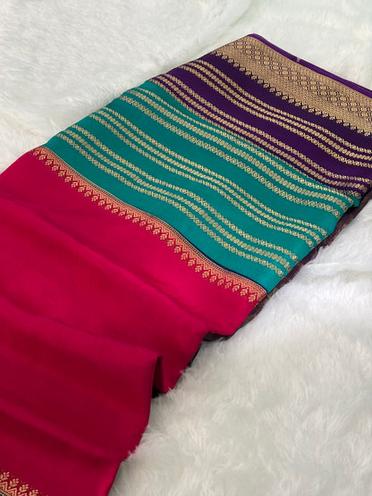 PURE VISCOSE SILK SAREE IN 3D PATTERN