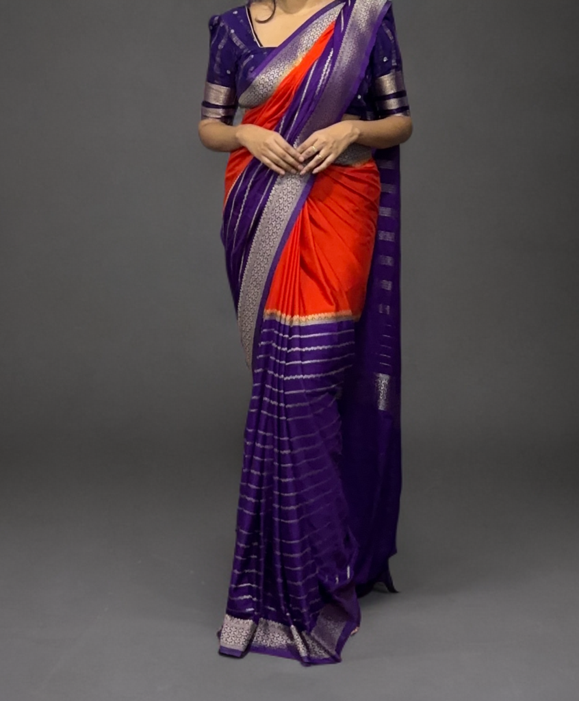Half and Half Uttara Dakshina Crepe Silk Saree